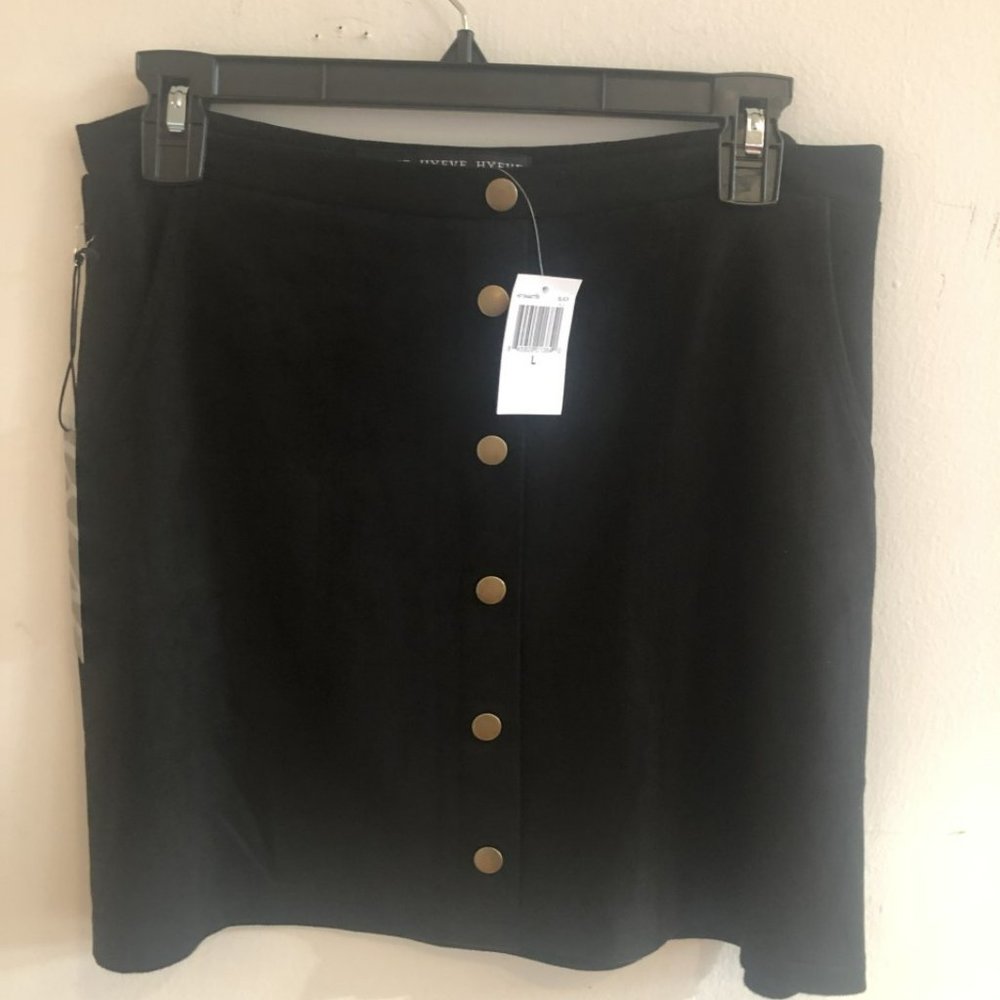 HYFVE Stretchy Black Faux Suede Skirt